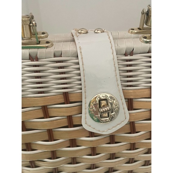 John Wind Vintage Woven Wicker Retro 70's Style Hand Bag Purse - Picture 5 of 11